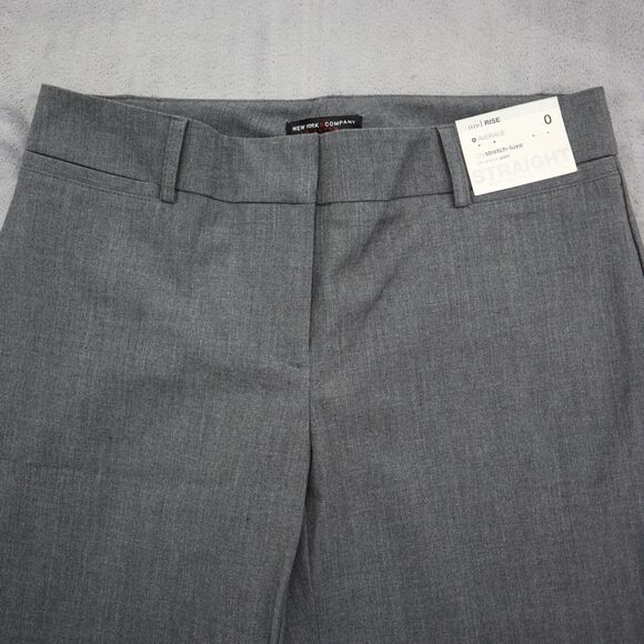 New York Company Pants Womens 0 Gray Mid Rise Stretch Wide Leg Zip Dress Pants - Picture 11 of 16
